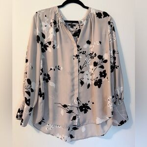 Ann Taylor Black and Cream Floral Blouse